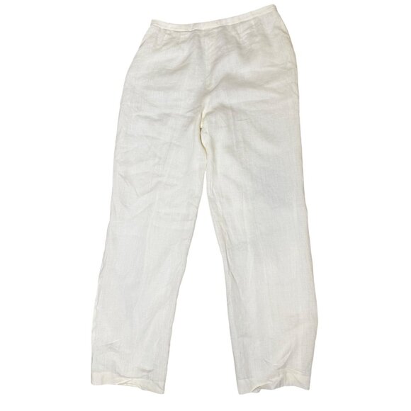 Armani Collezioni Womens White Linen Pants Size 12 Made In Italy Designer Quiet - Picture 4 of 6